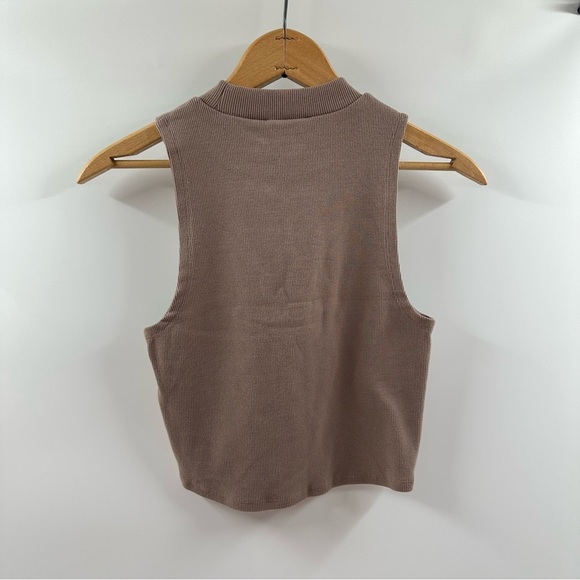 Forever 21 Brown Ribbed High Neck Cropped Tank – Size Medium - Picture 4 of 4